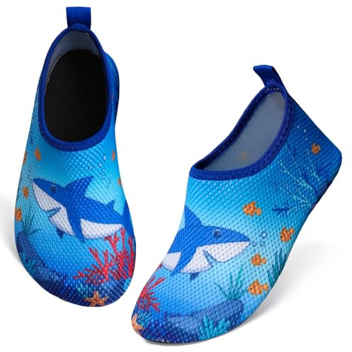 TMEOG Chaussures Aquatiques Enfant Plage et Piscine - Séchage Rapide Pieds Nus pour Sports Nautiques (Garçon Fille), 24-25 EU