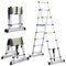 Eulenke teleskopleiter klappleiter 2+2,3M aluleiter 6+7 Stufen Tragbare rutschfeste ausziehbare Leiter, 150 kg Belastbarkeit, Leiter ausziehbar, Mehrzweckleiter, Haushaltsleiter, treppenhausleiter