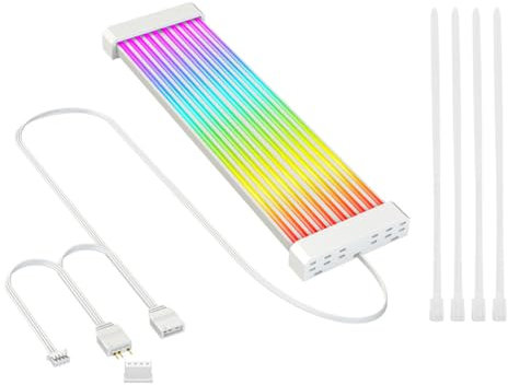 DollaTek Power Extension Cable Kit 5V 3 Pin Motherboard Power Supply Cable Soft Silicone Tube ARGB Extension Sleeved Cable for Computer Gaming Case