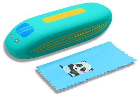FOURCHEN custodie per occhiali per bambini, custodia per occhiali da sole guscio duro carino occhiali per ragazze ragazzi luce e portatile (traincase-green)