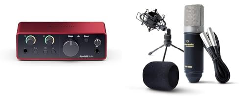 Focusrite Scarlett Solo 4th Gen USB Audio Interface, for the Guitarist, Vocalist, or Producer & Marantz Professional MPM-1000 - Studio Recording Condenser XLR Microphone