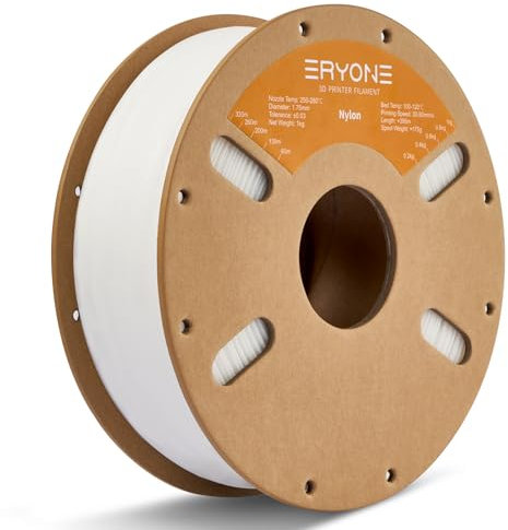 ERYONE Engineering Filament, 1.75 mm 3D Printing Filament, Dimensional Accuracy +/- 0.03mm, Fit Most FDM 3D Printers, Nylon PA6 White 1kg Spool (2.2LBS)