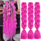 ColorfulPanda 3 Stücke Jumbo Braid Kunsthaar 24 Zoll 100g Kanekalon Haar Flechten Extensions Für Crochet Twist Flechten Haar (Rosé Rosa)