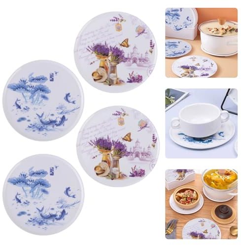 Topfuntersetzer Topflappen Silikon Pflanzen Untersetzer Topf Teller Filz Coasters Unterlage Silikonmatte Hitzebeständig Hitzebeständige Matte, 4 Stück