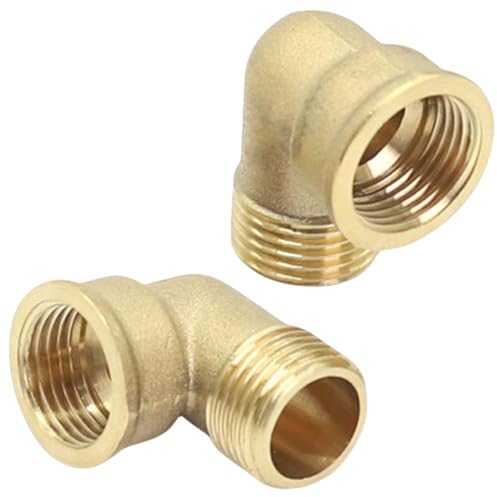 YRAKOZIN [2 Stück] Messing Winkel 90°- 1 IG/AG, Innengewinde Ø30.5mm x Außengewinde Ø33mm, Trinkwasser Geeignet, Sanitär-Anschlussstücke, Zubehör für Wasserschlauch