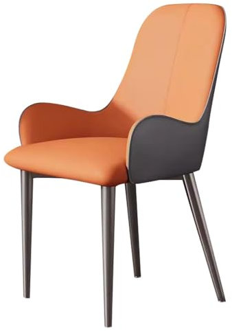 BAKULI Küchen Esszimmerstühle Modernes PU Leder Mit Hoher Rückenlehne Gepolsterter Weicher Sitz Wohnzimmer Theken Lounge Sessel(Orange+Gray)