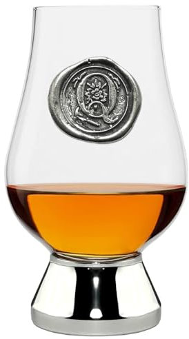 English Pewter Company Glencairn Personalised Whisky Glass with Monogram Initial - Unique Gifts for Men - with Your Choice of Initial 200ml [WGP217] (Q)