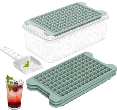 KEAOOD Ice Cube Tray for Freezer, Mini Ice Tray with Bin, 540 Nugget Ice Cubes, Gray