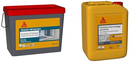 SIKA - Kit douche à l'italienne, kit d'étanchéité sous carrelage prêt à l'emploi pour 8m² & Primaire d'accrochage universel - Sikafloor 35 Primaire - Avant ragréage de sol