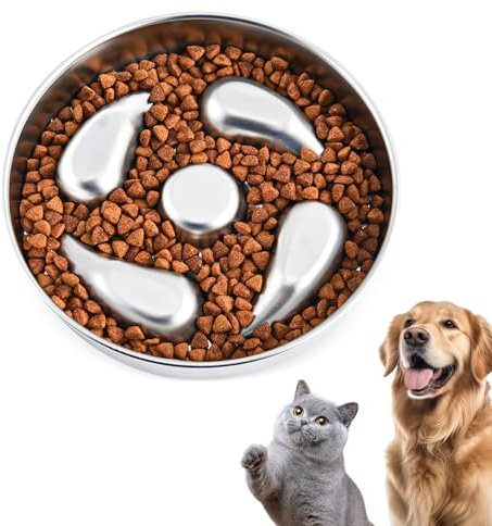 Cuencos de alimentación lenta para perros, de acero inoxidable, antideslizante, para perros pequeños y medianos que ralentizan la alimentación de las mascotas