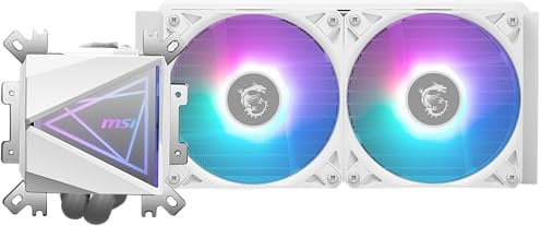 MSI MAG CoreLiquid I240 White - AIO ARGB CPU Liquid Cooler - Infinity Mirror Design - UNI Bracket - 240mm Radiator - Dual 120mm ARGB PWM Fans - LGA 1700/1851 / AM5/AM4 Compatible