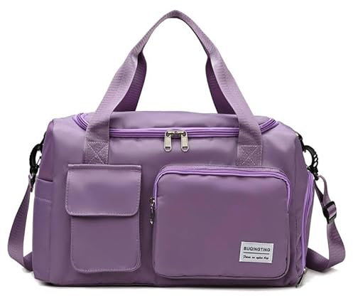 Bolsa de Deporte Hombre Mujer | Bolsa de Viaje Gimnasio | Bolsa Deportiva Impermeable para Sport y Fitness | Bolsa Unisex con Compartimentos Separados, Asas Reforzadas y Correa Ajustable, Color Lila