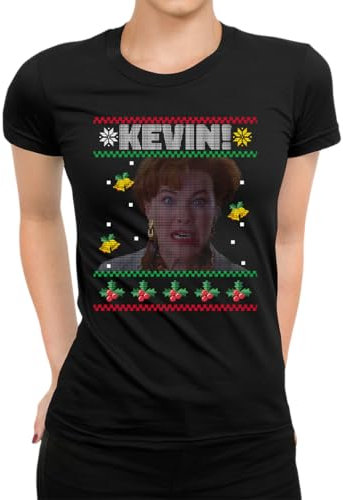 Kevin allein zu Haus - Weihnachten Ugly Sweater Damen T-Shirt, Schwarz, M