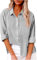 Chemise en Lin Femme Chemisier Coton Et Lin pour Femmes Col en V Bouton Manches Longues Tops Couleur Unie Respirant LâChe T-Shirts Grande Taille Pas Cher Casual Coton Lin Tunique Blouse
