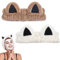 2 Stück Haarband Zum Schminken Korallen Fleece, Abschmink Haarband, Weiches Cosmetic Stirnband, Elastisches Spa Stirnband Damen Für Dusche Hautpflege Sport Schönheit (Weiß + Khaki)