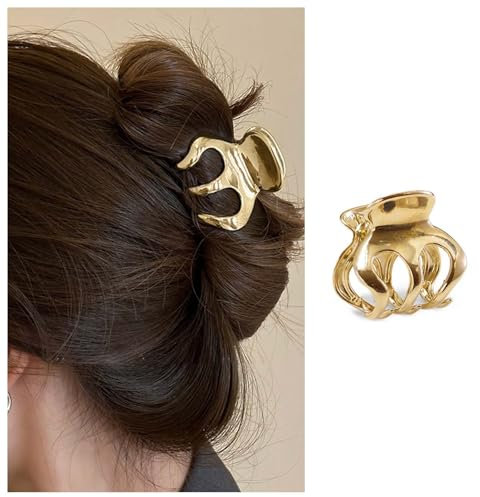 Enautoabs Goldene Haarklemme Haarklammer Für Frauen Metall Mittelgroße Haarklemme Kralle Pferdeschwanzhalter Haarklaue Kiefer Starke Rutschfeste Haarklemme Für Dünnes Haar Dekorative Haarschmuck