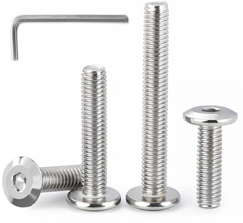 HAISHANG 20 pièces M5x25 mm Vis à Tête Plate à Six Pans Creux, Vis Cylindriques Boulons à Tête Hexagonale en Acier Inoxydable A2 V2A avec Clé Hexagonale