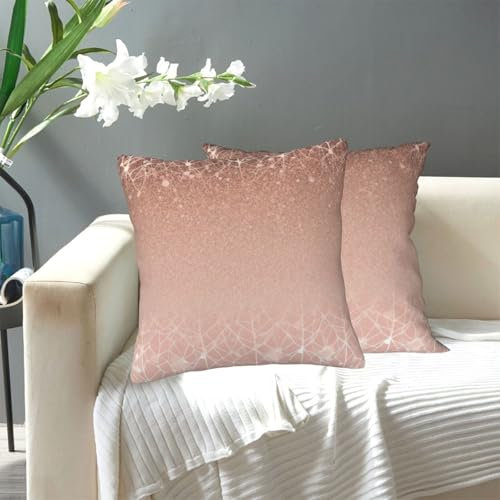 LDTVSFZQ Blush Rose Gold Throw Pillow Cover 16X16 Modern Decorative Square Pillowcases Soft Cozy Cushion Cover for Couch Cushion Sofa Bedroom Home Decoration