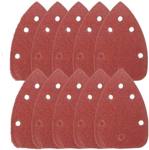 Boxonly 80 Grit Triangle Mouse Detail Sandpaper, 140 x 98mm 5-Hole Hook and Loop Backing, for Palm Sanders Including Ryobi, Ideal for Wood, Paint, Drywall, and Metal 20 Pcs