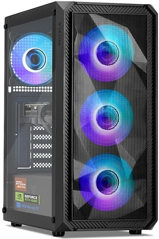 YEYIAN Ordenador PC Gaming AMD Ryzen 7 5700 8 Cores a 4.6 GHz y Nvidia GeForce RTX 4060 8GB | 16GB DDR4 3200Mhz | 1TB SSD NVMe Gen3 | WiFi 6 + BT 5.2 | Ethernet | Win 11 Pro