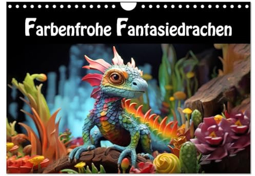 Farbenfrohe Fantasiedrachen (Wandkalender 2026 DIN A4 quer), CALVENDO Monatskalender: Spielzeugdrachen zum Leben erweckt (CALVENDO Kunst)