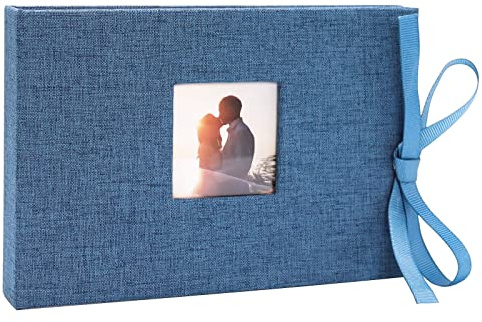 Vienrose Fotoalbum 10x15 Einsteckalbum Klein mit Personalisierbar Leinen Einband, 26 Taschen pro Album für 52 Fotos Ideal für Familie Hochzeiten Reisen und Baby Blau 1 Pack