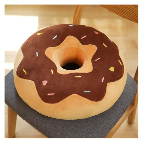 LCEDHZOC Kreativer Donut Kuscheltiere, Süße Plüsch Weiches Donut Plüsch Kissen Geschenk for Kinder Jungen Mädchen Heimdekoration(Brown-Yellow,38CM/14.9IN)