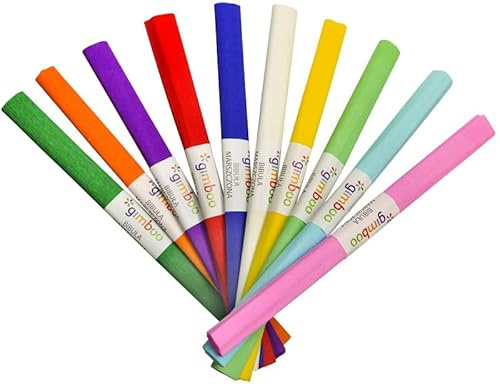 Gimboo - Pastel Krepppapier 100 Rollen 50x200 cm Sortiert/Kreppband Bunt Bänder Crepe Paper/ideal für Kreativen Hobbies/ 1 Pack - 100 Rollen/Farbig sortiert