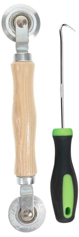 BAZEITFLOW Kit Réparation Écran Fenêtre avec Double Roulement Bois et Crochet Extracteur pour Installation Moustiquaire Porte et Fenêtre Acier Inoxydable