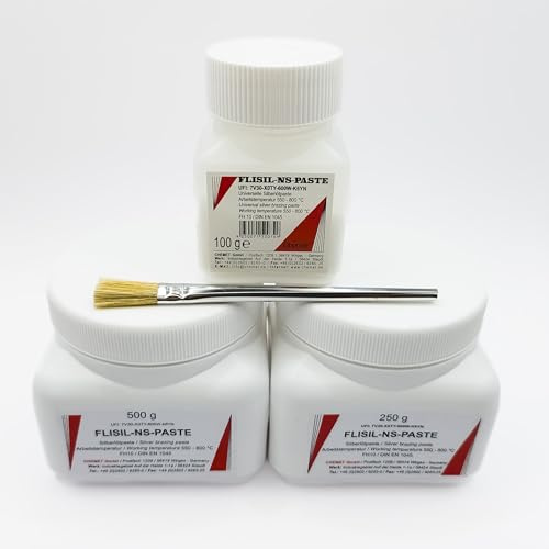 Universelles Hartlötflussmittel FH10 zum Hartlöten, in Dosen zu 100 g–500 g, inkl. robustem Pinsel zum Verstreichen (500g inkl. gratis Pinsel)