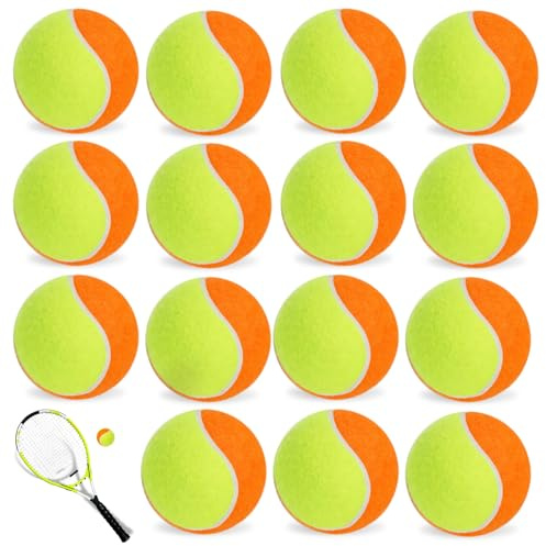 PORFOYO Tennisbälle 15 Stück, Freizeit Tennisbälle, Tennis Balls, Sports Training Tennis, Langlebige Sport-Tennisbälle für Anfänger, Vereine & Hunde-Training (Orange/Gelb)