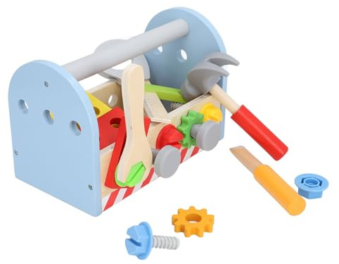 ZAICOLER Wooden Educational Tool Toy Box for Children, Safe and Durable Wooden Building Kit for Imaginative Play (European Tool Basket)
