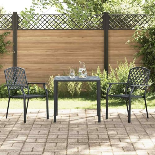 PUGYNBK Stapelbare Gartenstühle 2 STK. Stahl Anthrazit, Mesh Design Stühle für Terrasse und Esszimmer, rostbeständig durch E-Beschichtung und pulverbeschichtet, platzsparend stapelbar,