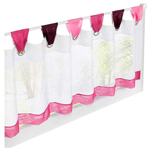 1er-Pack Scheibengardine Voile Transparent Raffrollo Bunt Kleine Kaffee Vorhang (HxB 60x120cm, pink)