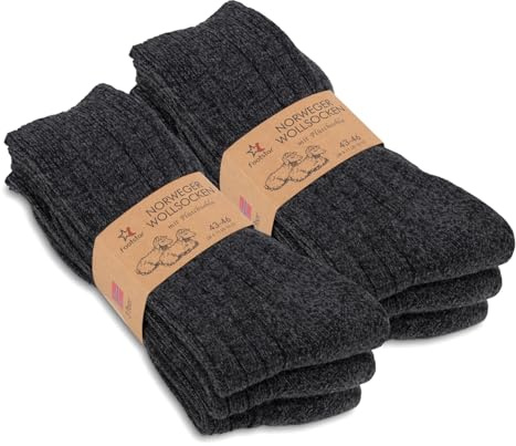 Herren Winter Wollsocken (6 Paar) Norweger Socken mit Frottee