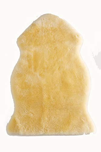 Merauno Merino Lammfell Babydecke Medizinische Lambskin Teppich für Wohnzimmer Kinderwagen Baby Kinderwagen Kinderwagen Autositz Öko-Tex Gold Gelb (Natural/Medical, 100-110cm)