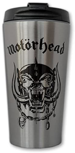 Motörhead Kaffeebecher Reisetasse Keramik, Silikon Deckel, 300ml, Warpig Logo, Offiziell Lizenziert, Wiederverwendbar, Zylindrisch, Erwachsener, Reise, Freizeit, Alltag, Trinkbecher