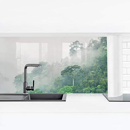 Bilderwelten Küchenrückwand Folie Glänzend 60x210 cm Dschungel im Nebel Spritzschutz Fliesenspiegel Küche-Rückwand Motiv Klebefolie