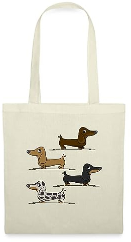 Spreadshirt Dackel Dackeln Hund Geschenk Für Hundebesitzer Zwergdackel Stoffbeutel, One size, Natur