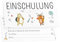 Olgs Einschulung Einladungskarten 'Tierfreunde', 12er Set, Ausfüllbar, inkl. Umschläge, für den 1. Schultag von Mädchen & Jungen