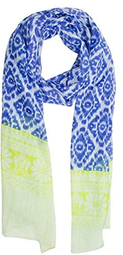 Sunsa Damen Schal, Halstuch Baumwolltuch für Frühlings/Sommer, Stola Tuch mit Blumen Design, Accessoires for Women, Scarf Tücher und Schals als Geschenk für Frauen/Freundin (blau/kiwi grün)