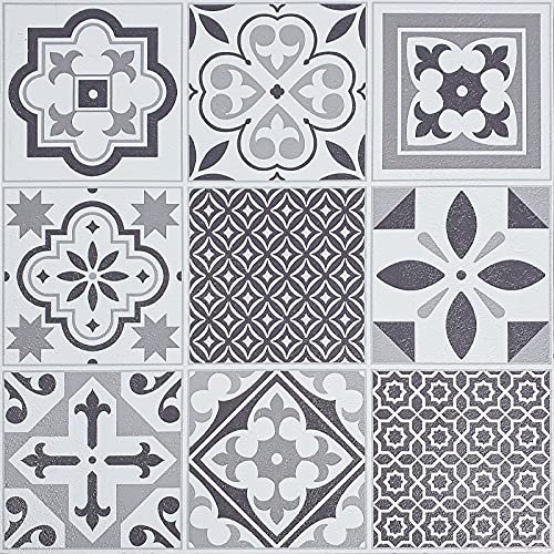 Decomeister Selbstklebende Bodenfliesen Kunststoff Fliesen Vinyl-Fliesen Klebefliesen Dekorfliesen mit Kleber Bodenbelag 5m² – 55 Stück á 30,5 x 30,5 cm Ornament Oriental tiles