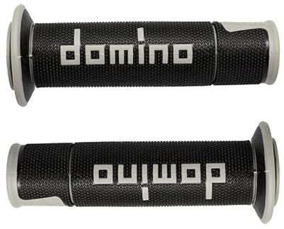 Manopole in gomma per manubrio moto da strada, sportbike, naked, tourer, sportbike, moto2, moto3, premoto3, moto4, moto5 (Nero-grigio)