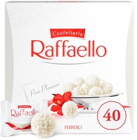 Ferrero Raffaello Pralines, Box of 40, 400g | Coconut Speciality with Coconut Filling and a Whole Almond, Great Thank You Teacher Chocolate Gift