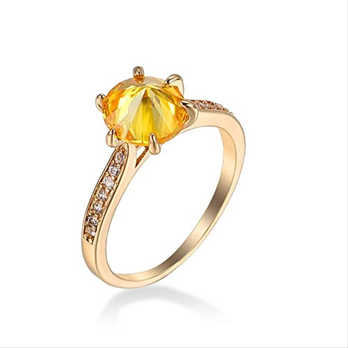 Topas Edelstein Ring 18k Gelbgold Schmuck Silber Ring 925 Sterling Silber Citrin Ring für Geschenk 10 Gold