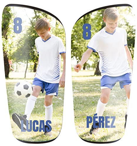 Espinilleras Personalizadas con tu Foto y Dorsal para Niños y Adultos (diseño Libre, XS)