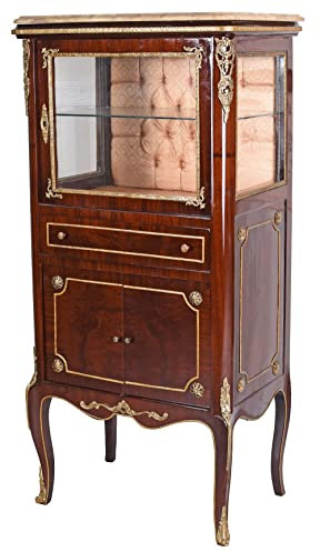 Vitrinenschrank Vitrine Rokoko Schrank Holzschrank 134x64 cm Glasvitrine Marmorplatte bar011 Palazzo Exklusiv