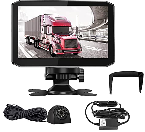 VSYSTO 7-Zoll-Bildschirm HD 1080P Rückfahrkamera, Infrarot-Nachtsicht, Rückfahrhilfeleitung, Batteriespannungsanzeige, LKW Dash Kamera für Sattelanhänger Transporter Traktor RV (7 Zoll + Kameras *1)