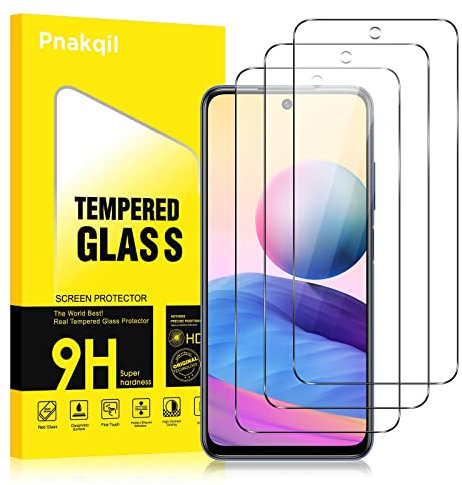 Pnakqil 3 Piezas Cristal Templado para Xiaomi Poco M3 Pro/Redmi Note 10 5G, 0,33 mm Ultrafina Protector Pantalla de Vidrio Película para Redmi Note 10 5G, Dureza 9H HD Protector,Resistente a Rayones