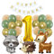 Jxuzh Luftballon 1. Geburtstag Tiere Junge Mädchen Deko Grün Dschungel Kindergeburtstag 1 Jahre Waldtiere 1 Jahr Deko 1 Jahre Junge